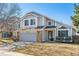 Two-story home with neutral paint, attached garage, and mature trees at 1164 English Sparrow Trl, Highlands Ranch, CO 80129