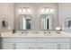 Well-lit bathroom featuring a double sink vanity with white cabinets and modern fixtures at 4150 Longview Ln, Boulder, CO 80301