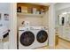 Convenient laundry room with modern washer and dryer, next to the primary bathroom at 1881 Mallard Dr # 1881, Superior, CO 80027