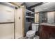 Nicely appointed bathroom with marble accents and a shower stall at 14707 E Wagon Trail Dr, Aurora, CO 80015
