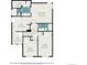 Upstairs floorplan showing the primary bedroom, two other bedrooms, three bathrooms, and a hall area at 14707 E Wagon Trail Dr, Aurora, CO 80015