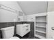 Updated bathroom with floating vanity and built-in shelving at 639 Quartz Way, Broomfield, CO 80020