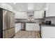 Modern kitchen featuring stainless steel appliances and white cabinetry at 639 Quartz Way, Broomfield, CO 80020