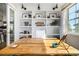 Office with large desk, custom shelves, and contemporary lighting, creating an ideal workspace at 2190 S Poppy St, Lakewood, CO 80228