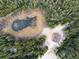 Aerial view of a cozy home in the forest next to a small pond at 57 Overlook Ct, Idaho Springs, CO 80452