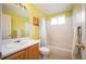 Cozy bathroom with a tub, shower, and vanity with great lighting at 11207 Day Star Ct, Parker, CO 80138