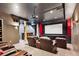 Luxurious home theater room complete with large screen, projector and comfortable leather seating at 1185 W 140Th Dr, Westminster, CO 80023