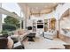 Bright living room with large windows, built-in shelving, fireplace, and balcony overlooking the space at 1185 W 140Th Dr, Westminster, CO 80023