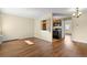 Dining area with wood flooring and built-in shelving at 5995 E Iliff Ave # 317, Denver, CO 80222