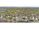 Drone shot featuring a neighborhood with modern homes, green spaces, and mountain views at 8814 S Winnipeg Ct, Aurora, CO 80016