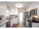 Modern kitchen with white cabinets, granite countertops, and stainless steel appliances at 1716 Moline St, Aurora, CO 80010