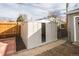 Metal storage shed in the backyard at 1716 Moline St, Aurora, CO 80010