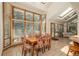 Bright dining area featuring a large window, skylights, and stylishly upholstered chairs at 5063 E Otero Cir, Centennial, CO 80122