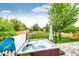 Hot tub in a landscaped backyard setting, perfect for relaxation and enjoying the outdoors at 12000 Horseshoe Ln, Parker, CO 80138