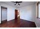 Bedroom with hardwood floors and a spacious closet at 1620 Colorado Blvd # 6, Denver, CO 80220