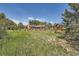 Large backyard featuring mature trees, a playset and a well maintained lawn and landscaping at 14030 E Progress Way, Aurora, CO 80015
