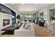 Open living space with hardwood floors, large windows, a fireplace and access to the outdoor patio at 1287 Buffalo Ridge Rd, Castle Pines, CO 80108