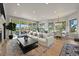 A bright living area with a large sectional sofa, a modern coffee table, and a wall of sliding glass doors at 1287 Buffalo Ridge Rd, Castle Pines, CO 80108