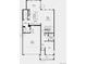 First floor plan featuring a kitchen, great room, flex space, dining area, and two-car garage at 3351 N Buchanan Way, Aurora, CO 80019