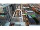 Interesting aerial view of a city train station during the early evening at 1750 Wewatta St # 830, Denver, CO 80202
