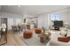 Open-concept living room with kitchen, island seating, a dining area, and comfortable lounge space at 4737 E Iliff Ave, Denver, CO 80222