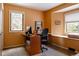 Bright office space with two windows, natural light, and a wooden desk, creating a productive and inviting workspace at 29101 Drexel Spur, Evergreen, CO 80439