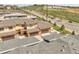 Aerial view of townhomes showcasing attached garages and a well-planned community layout at 12258 Hazel Spruce Ct, Parker, CO 80134
