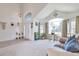 Bright living room featuring high ceilings, large windows, and comfortable seating at 9371 Desert Willow Trl, Highlands Ranch, CO 80129