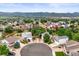Aerial view of a quiet cul-de-sac community with mountain views at 9620 Mallard Pond Way, Littleton, CO 80125