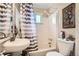 Practical bathroom with a shower and tub combination, and a pedestal sink at 6736 Grove St, Denver, CO 80221