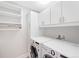 Laundry room with washer, dryer, and ample storage at 7600 Landmark Way # 914, Englewood, CO 80111