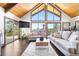 Bright living room boasting a wall of windows and a sliding glass door to deck at 2976 Hiwan Dr, Evergreen, CO 80439