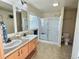 Bathroom with double sinks, large shower and toilet at 7982 Larkspur Cir, Frederick, CO 80530