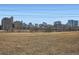 The city skyline rises over a field of dry grasses beneath a clear blue sky, featuring a large open space at 3100 Huron St # 3E, Denver, CO 80202