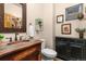 Charming powder room with unique sink and stylish decor at 7395 Heiter Hill Dr, Evergreen, CO 80439
