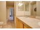 Bathroom with single vanity and view to bedroom at 3008 Mountain Sky Dr, Castle Rock, CO 80104