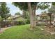 Large backyard with lawn, mature tree, and patio with gazebo at 6514 Zinnia St, Arvada, CO 80004