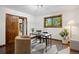 Home office featuring wood floors, a neutral color palette and a window overlooking the yard at 5735 Big Canon Dr, Greenwood Village, CO 80111