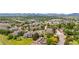 Panoramic aerial shot showcasing a residential area with diverse architectural styles, lush landscaping, and mountain views at 7300 W Stetson Pl # 46, Littleton, CO 80123