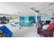 Spacious indoor pool area offering a unique blend of fitness and relaxation, adjacent to seating and recreation areas at 7300 W Stetson Pl # 46, Littleton, CO 80123