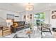 Bright living room with modern decor, leather furniture, and open floor plan at 3612 Wyandot St, Denver, CO 80211