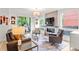 Bright living room with modern fireplace, stylish furniture, and sliding glass doors to the outside at 3612 Wyandot St, Denver, CO 80211