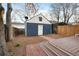 Inviting backyard with a deck, privacy fence, wood chips and a matching detached structure at 3142 W 26Th Ave, Denver, CO 80211