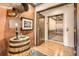 Stylish hallway with a decorative barrel table and direct access to a modern, convenient elevator at 1735 19Th St # 5B, Denver, CO 80202
