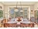 Bright dining room with large windows that show a mountain view and wood table at 501 Young Cir, Castle Rock, CO 80104