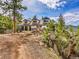Charming mountain home with blue trim, stone accents, mature pines and natural landscaping at 24354 Eagle Cliff Trl, Conifer, CO 80433