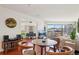 Open living space with a dining table, a piano, and a comfortable living room setup with city views at 100 Park W Ave # 304, Denver, CO 80205