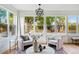 Bright and airy living room featuring large windows, stylish furniture, and modern lighting fixtures at 2391 Hudson St, Denver, CO 80207