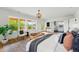Bright main bedroom with many windows, natural light, and an ensuite bathroom at 2391 Hudson St, Denver, CO 80207