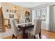 Formal dining room featuring hardwood floors, large bay window, and stylish decor at 13106 W Chenango Ave, Morrison, CO 80465